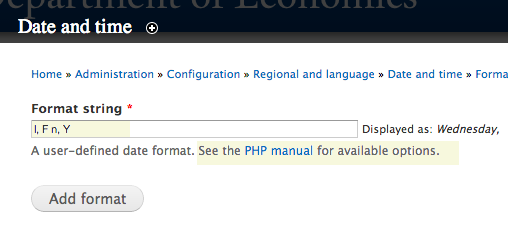 Date and time php configuration