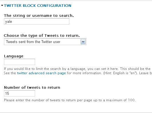 Twitter Block Configuration