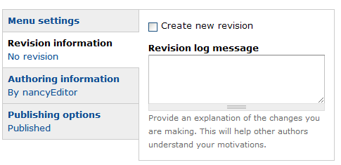 Revision Information - create a new revision