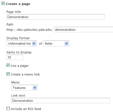 Create a page display