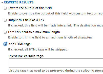 Uncheck Strip HTML Tags