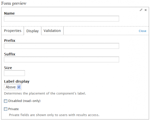 Webform new textfield Display